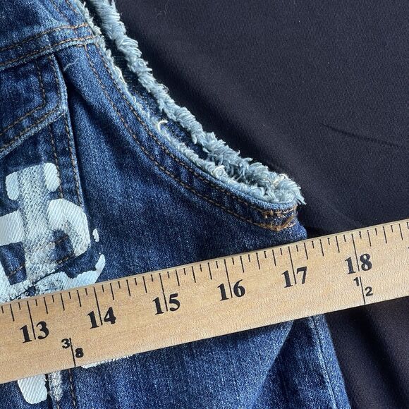 Rocawear Jean Vest Mens Medium Cotton Y2K Raw Hem Button Up Denim Logo - Picture 13 of 15